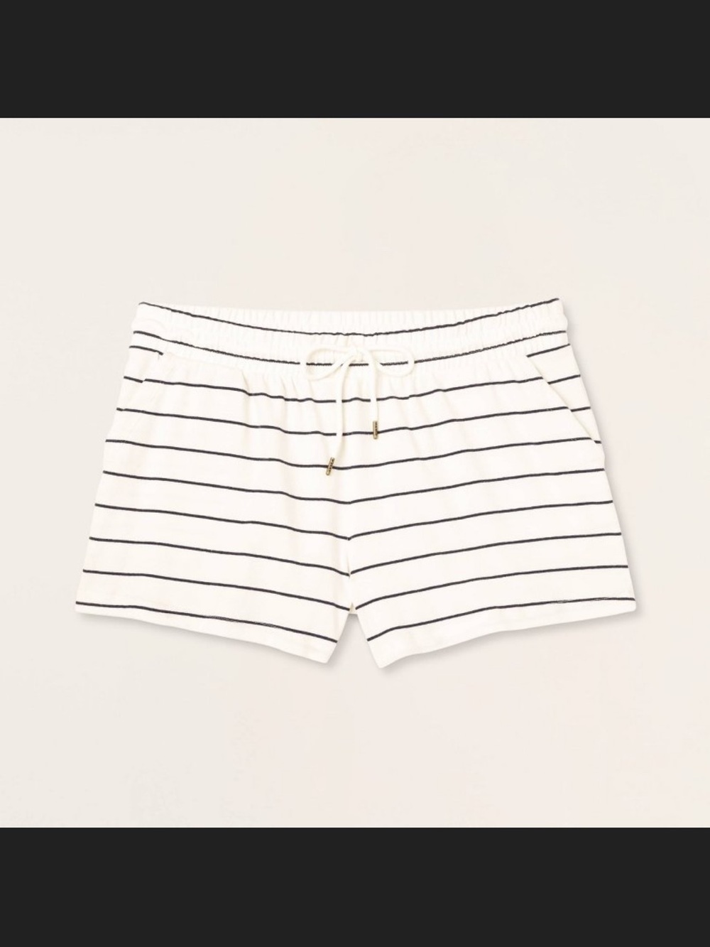 High-Rise Drawstring Knit Pull-On Shorts - Parke x Target Navy Blue Striped NEW - Picture 2 of 4